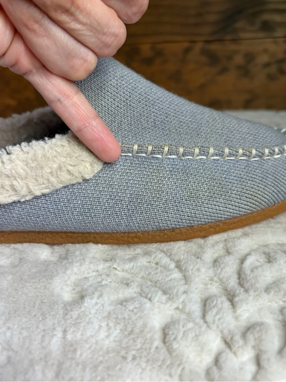 Rothy's The Scuff Slipper Sz 6 Glacier Grey Wool Blend with Sherpa Lining READ - Picture 2 of 15